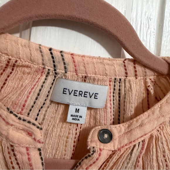 Evereve Pink Striped Button Down Shirt Blouse Cotton Medium - Picture 3 of 7